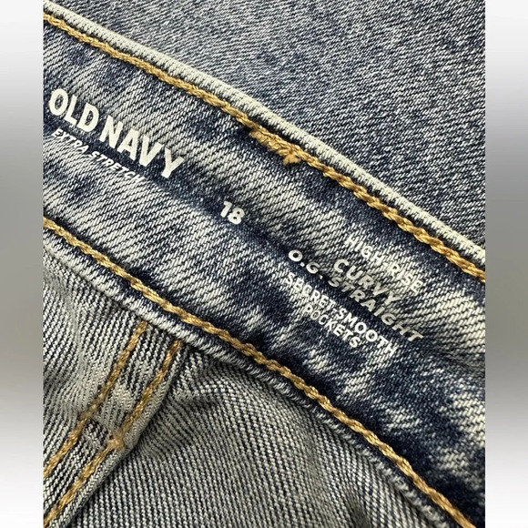 NWT Old Navy High Rise Curvy O.G. Straight Secret Smooth Pockets Blue Sz 18 - Picture 9 of 13